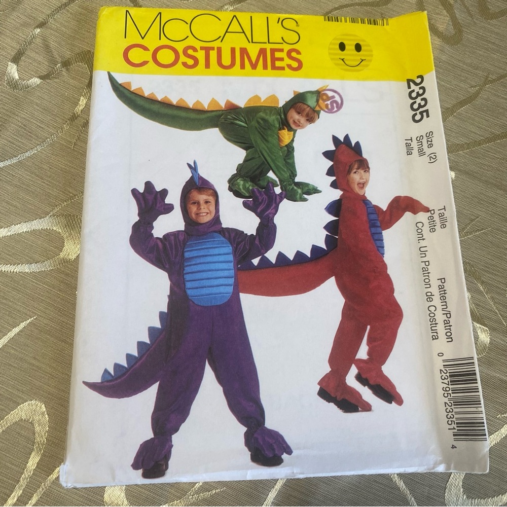 McCall's Dinosaur Costume Pattern Size 2 Toddler